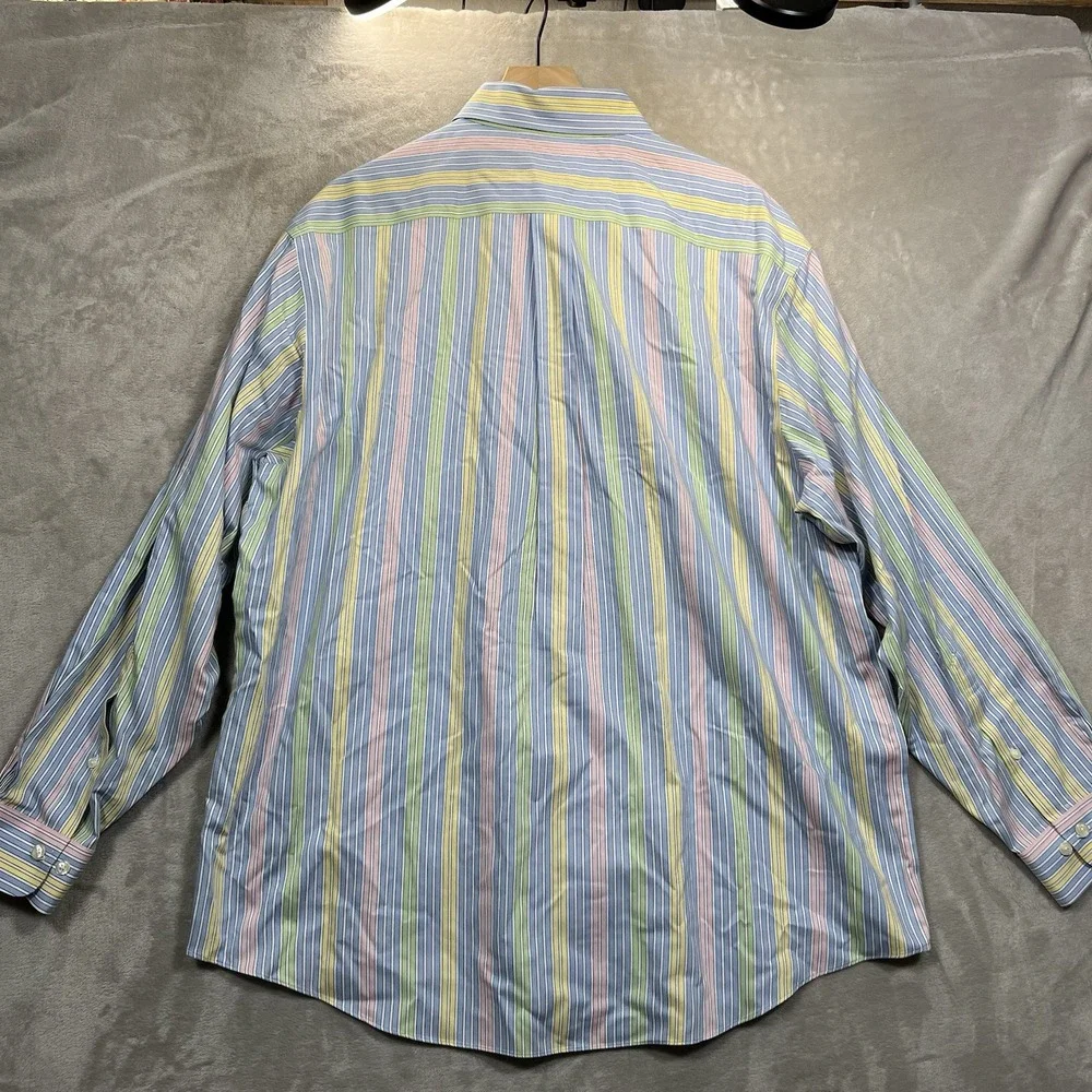 Brooks Brothers 346 Fun Shirt Mens XL Pastel Striped Oxford Button Down